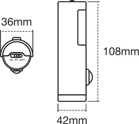 Nightlux Torch LED noční lampa Silver 0.35W 10lm 4000K IP54 Ledvance Pohybový senzor