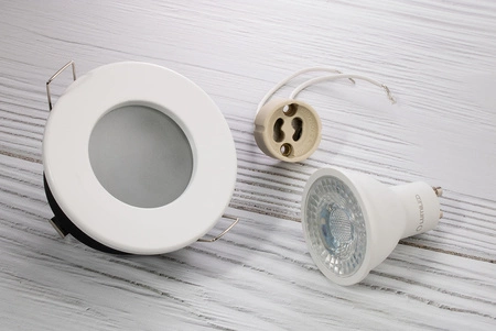 Halogenové Hermetické Koupelnové svítidlo IP44, Bílá AQUS + LED GU10 36° 6W 3000K LUMILED