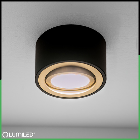 Povrchová montáž HALOGEN Bodové pohyblivé svítidlo AMAT-S INSERT Kulaté černo-zlaté 52mm LUMILED