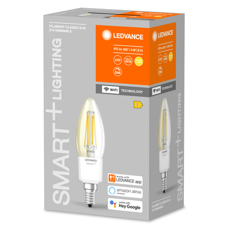 E14 B35 LED žárovka 4W = 40W 2700K Teplá bílá 470lm 300° LEDVANCE SMART+ WIFI vlákno Stmívatelné