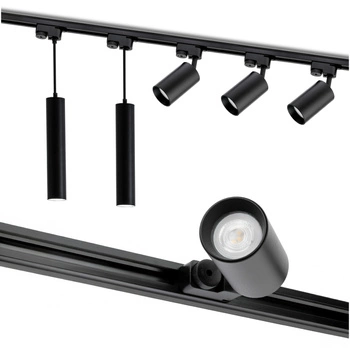 Sada osvětlovacích přípojnic 2m + 5x GU10 Bodové světlo černé LUMILED