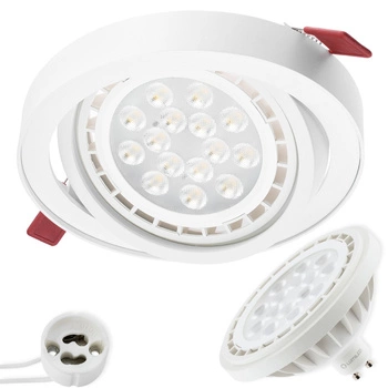 Podhledové svítidlo GU10, ES111 Nastavitelná Kulatá Bílá CARPI + LED GU10, ES111 15W 3000K LUMILED