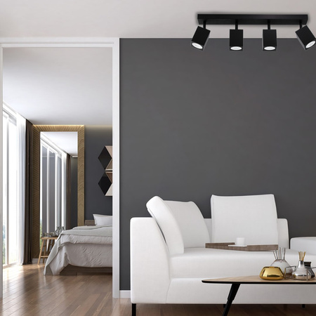 Reflektorové stropní svítidlo 4xGU10 QUANTUS beam strip Black