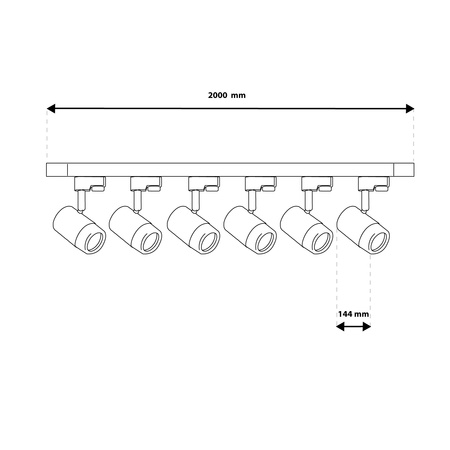 Osvětlovací lišta 2m + 6x reflektor lištový, GU10 Bílá RITI LUMILED