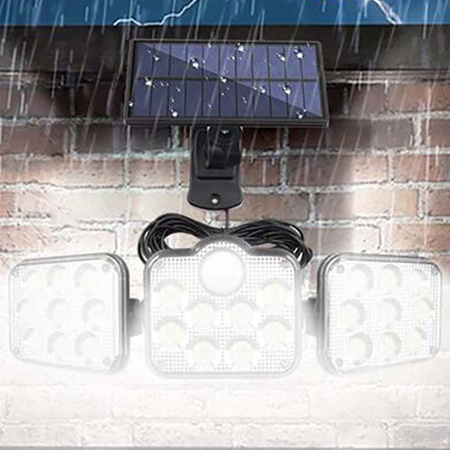 Solární Reflektor 138x LED 10W 480lm Studená bílá IP65 pohybový senzor + dálkové ovládání