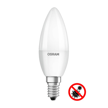 LED žárovka E14 B35 5.5W = 40W 470lm 6500K Studená bílá 200° OSRAM ANTIBAKTER.