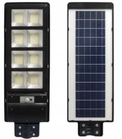 LED solární pouliční lampa černá 360W 6000K Studená bílá IP65 pohybový a soumrakový senzor + dálkové ovládání