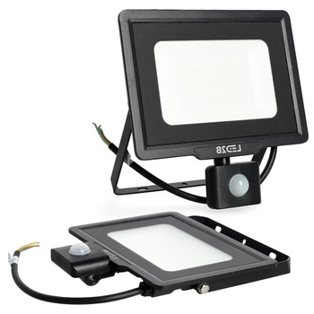 Venkovní LED reflektor Zahrada 50W 4250lm 4000K Neutrální 120° se senzorem pohybu a soumraku IP65 Černá MHC Kobi