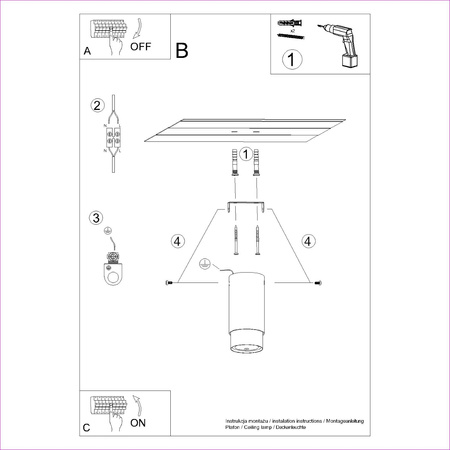 Stropní svítidlo Tuba Spot GU10 Black Gold Nero Bittersweet Shimmer SL pro povrchovou montáž.1410 Sollux