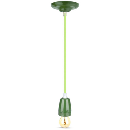 Závěsné svítidlo E27 Porcelánové zelené stínítko s kabelem VT-7998 V-TAC
