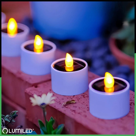 4x Solární zahradní LED, lampa Svíčka Plamen 3000K IP44 FERO LUMILED
