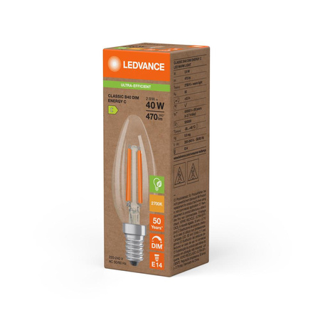 LED žárovka E14 B35 2,9W = 40W 470lm 2700K Warm 300° Dimmable Ledvance