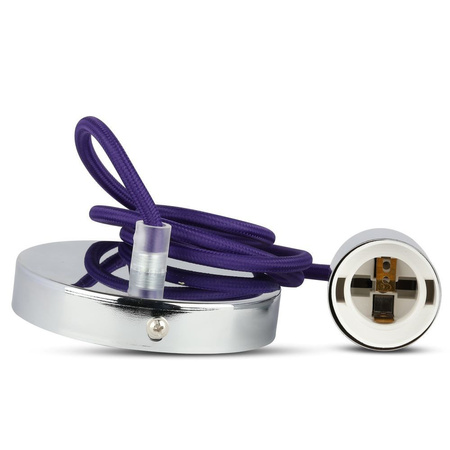 Závěsné svítidlo E27 Chromované stínítko s fialovým kabelem VT-7338 V-TAC