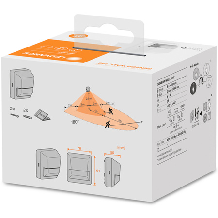 SENSOR WALL 180DEG IP55 WT Snímač pohybu na stěnu LEDVANCE