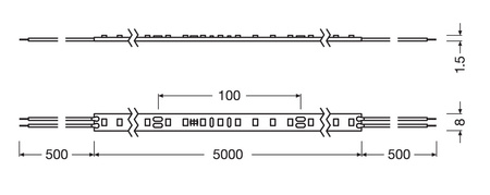 LED pásek 24V 24W 350LED Teplá bílá 8mm 5m Ledvance