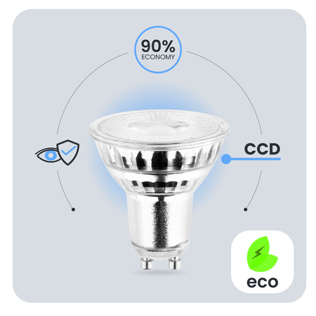 Žárovka LED GU10, 6W = 50W 580lm 4000K neutrální bílá 120° Skleněná LUMILED
