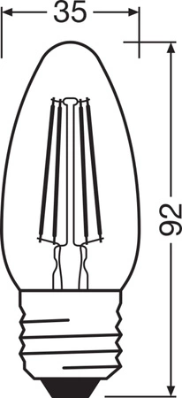 LED žárovka B35 E27 4W = 40W 470lm 2700K teplá bílá FILAMENT LEDVANCE