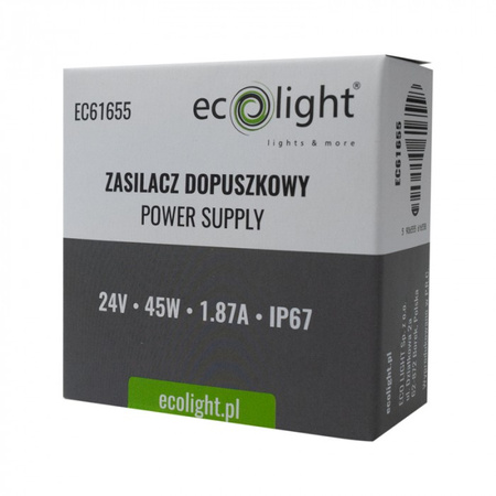 FI60 LED páskový zdroj 45W 24V 1,87A IP67 Ecolight
