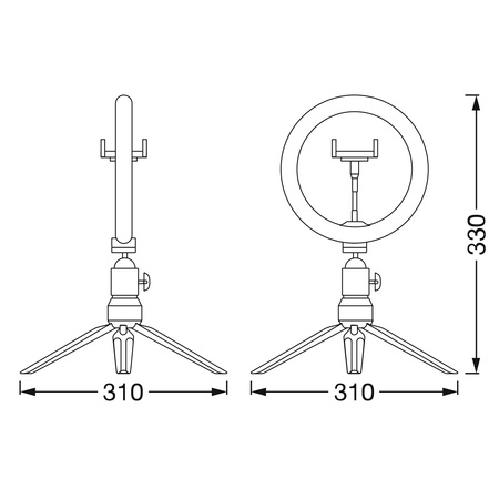 Mobilní LED kruhová stojací lampa pro selfie 5.5W 250lm CCT 20cm Bluetooth LEDVANCE + dálkové ovládání