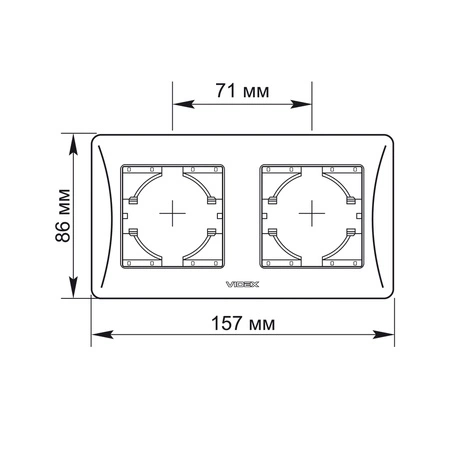 Horizontální rámeček pro dvojité zásuvky Povrchová montáž Černá BINERA VIDEX
