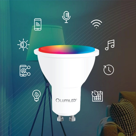Žárovka LED GU10, 5W 450lm RGB CCT Stmívatelná Inteligentní TUYA WiFi SMART SAYO LUMILED