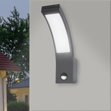 Venkovní zahradní nástěnná lampa LED 10W 4000K IP54 s pohybovým a soumrakovým senzorem