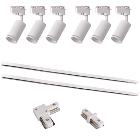 Sada přípojnic 1-fázová lišta + 6x reflektor GU10 bílý PARIS Sanico Goldlux