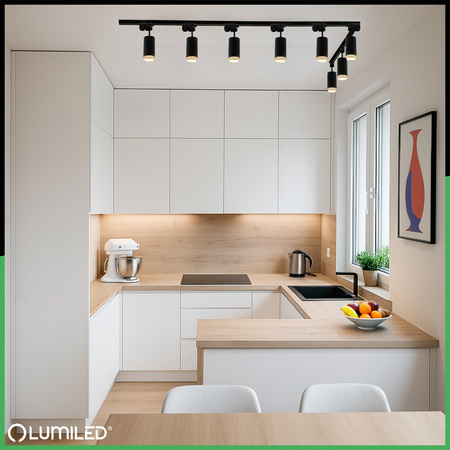 Sada 4m kolejnic + 8x stropní svítidlo GU10 s reflektorem LUMILED Track Lighting