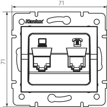 Počítačová a telefonní zásuvka RJ45 RJ11 Square Graphite LOGI Kanlux
