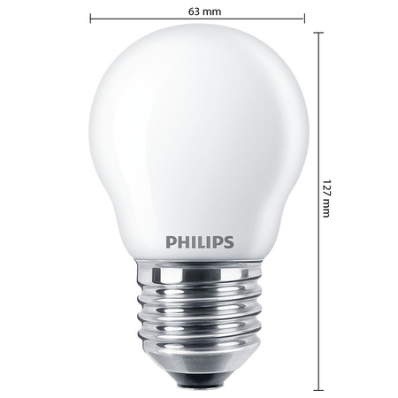 LED kulová žárovka E27 P45 6.5W = 60W 806lm 2700K Teplá bílá vlákno Mléčné PHILIPS