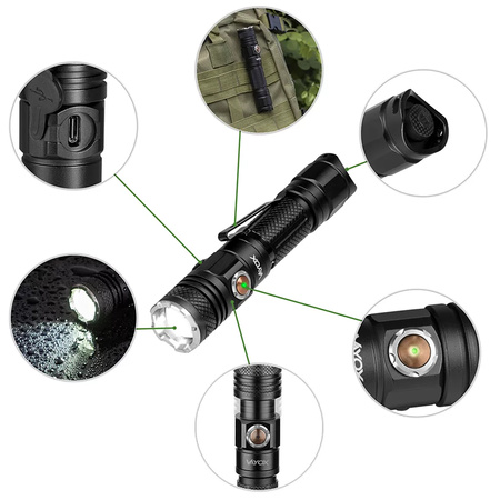 Taktická ruční svítilna LED Power IP44 10W 1200lm Professional VAYOX