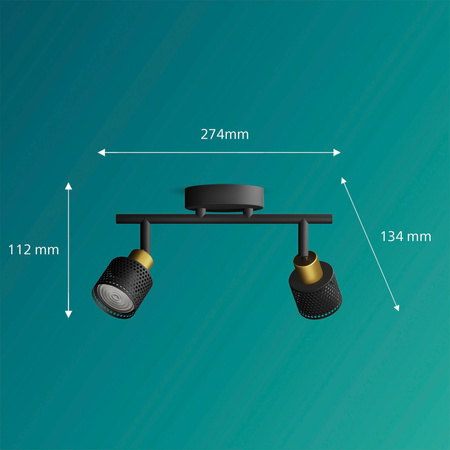 Reflektorové stropní svítidlo 2x GU10 černá-měď Niall Philips