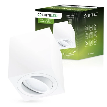 Povrchové Halogenové svítidlo GU10, SPOT TUBA 84mm Nastavitelná Čtvercová Bílá AMAT-M LUMILED