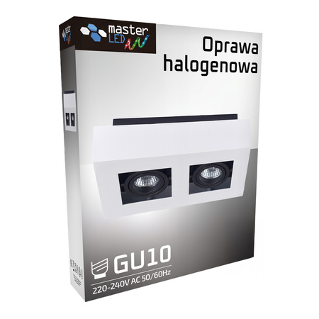 Svítidlo HALOGEN pro povrchovou montáž Pohyblivé 2x GU10 Obdélníkové bílé 85mm NEMO