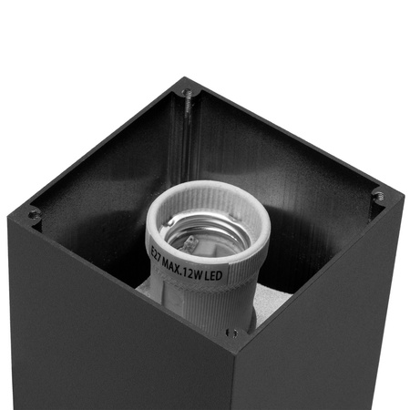 Venkovní zahradní lampa E27 ČERNÝ SLOUP Čtverec 50cm