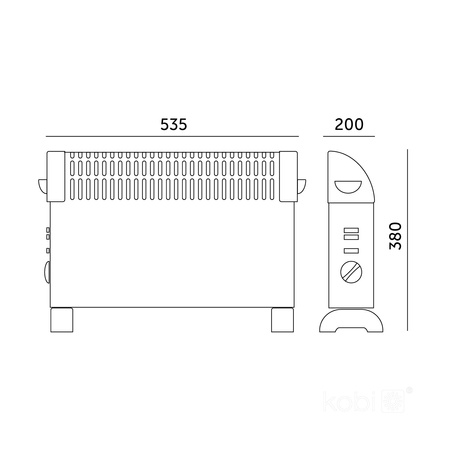 Konvektorový ohřívač 2000W TURBO s ventilací černý Sondo Windstar Kobi