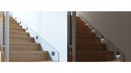 Schodišťové světlo LED 0,8W 15lm 4000K neutrální bílá kulaté černé Erinus Kanlux