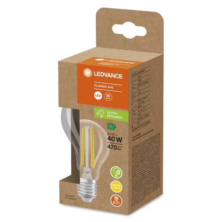 LED žárovka A60 E27 2,2W = 40W 470lm 3000K teplá bílá FILAMENT LEDVANCE