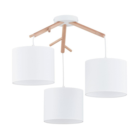 ALBERO WHITE Závěsné stropní svítidlo Bílá a dřevo Skandinávský lustr 3xE27 6553 TK Lighting