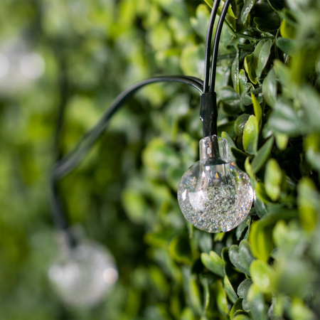 Solární zahradní okrasné girlandy Světelný řetěz 20 koulí Teplá bílá barva 400 cm