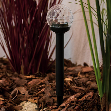 Solární zahradní lampa LED s hroty RGB IP44 soumrakový senzor 34 cm