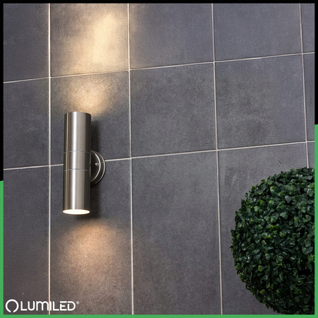 Zahradní nástěnná lampa GU10, IP44 nastavitelné nahoru a dolů Černá INOX LUMILED