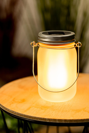 Zahradní lucerna LED Solar Jar Flame 13cm