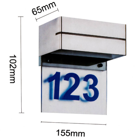 LED zahradní lampa Osvětlené domovní číslo DVEŘE Nástěnné svítidlo 6W IP54 Silver Volteno