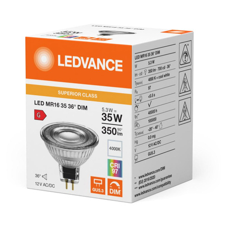 LED žárovka MR16 GU5.3 5,3W = 35W 350lm 4000K neutrální bílá 12V FILAMENT DIAMOND LEDVANCE