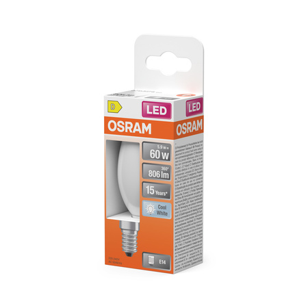 LED žárovka B35 Candle E14 5,5W = 60W 806lm 4000K Neutral 300° Retrofit Filament CLASSIC Osram