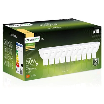 10x Žárovka LED MR16, GU5.3 6W = 50W 580lm 3000K 230V Teplá bílá 120° LUMILED