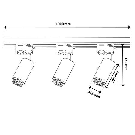 BUSINESS SURFACE 1m + 3x GU10 reflektorové stropní svítidlo LUMILED Rail Lighting