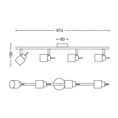 Stropní svítidlo MERANTI 4x GU10 Nástěnné svítidlo Reflektor Moving white PHILIPS
