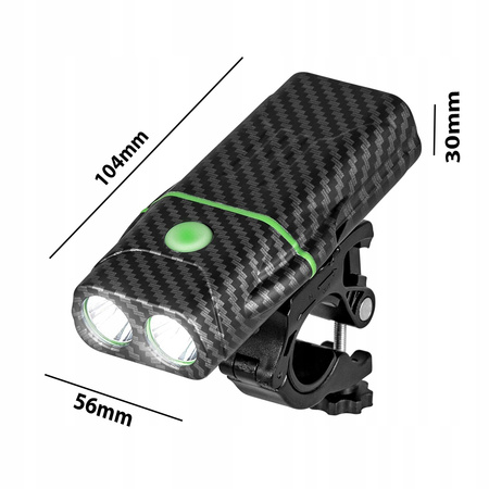 LED svítilna na kolo USB-C držák 6 režimů 600lm IP65 Funkce Powerbanka VAYOX